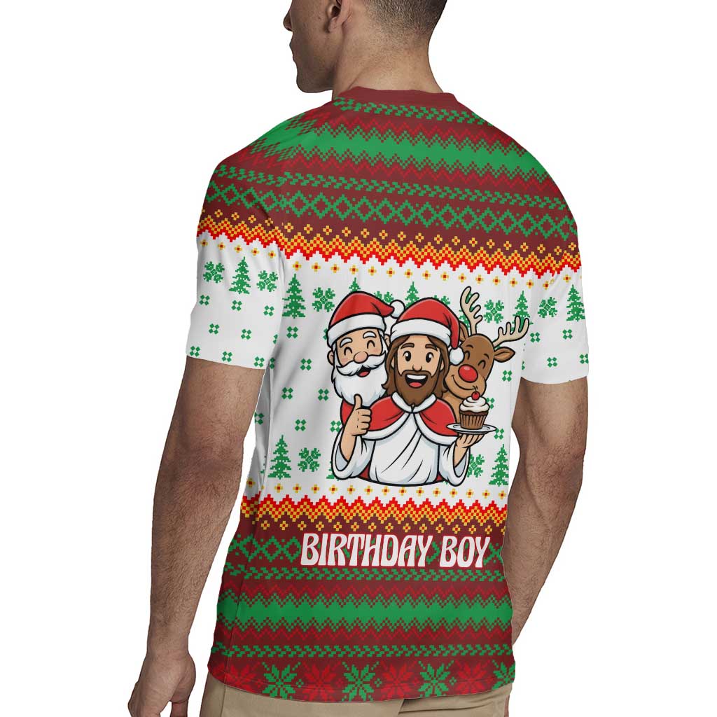 Christmas Jesus Birthday Boy Rugby Jersey Xmas Holiday Patterns - Wonder Print Shop