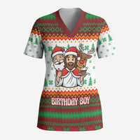 Christmas Jesus Birthday Boy Scrub Top Xmas Holiday Patterns - Wonder Print Shop