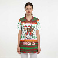 Christmas Jesus Birthday Boy Scrub Top Xmas Holiday Patterns - Wonder Print Shop
