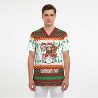 Christmas Jesus Birthday Boy Scrub Top Xmas Holiday Patterns - Wonder Print Shop