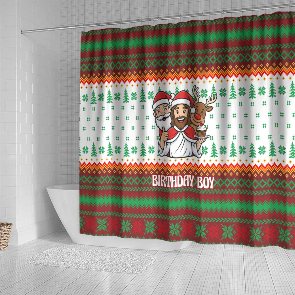 Christmas Jesus Birthday Boy Shower Curtain Xmas Holiday Patterns - Wonder Print Shop