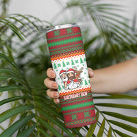 Christmas Jesus Birthday Boy Skinny Tumbler Xmas Holiday Patterns - Wonder Print Shop