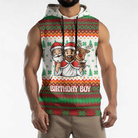 Christmas Jesus Birthday Boy Sleeveless Hoodie Xmas Holiday Patterns - Wonder Print Shop