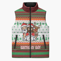 Christmas Jesus Birthday Boy Sleeveless Puffer Jacket Xmas Holiday Patterns - Wonder Print Shop