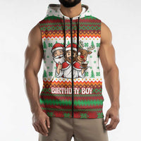 Christmas Jesus Birthday Boy Sleeveless Zip Hoodie Xmas Holiday Patterns - Wonder Print Shop