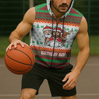Christmas Jesus Birthday Boy Sleeveless Zip Hoodie Xmas Holiday Patterns - Wonder Print Shop