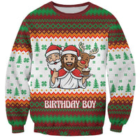 Christmas Jesus Birthday Boy Sweatshirt Xmas Holiday Patterns - Wonder Print Shop