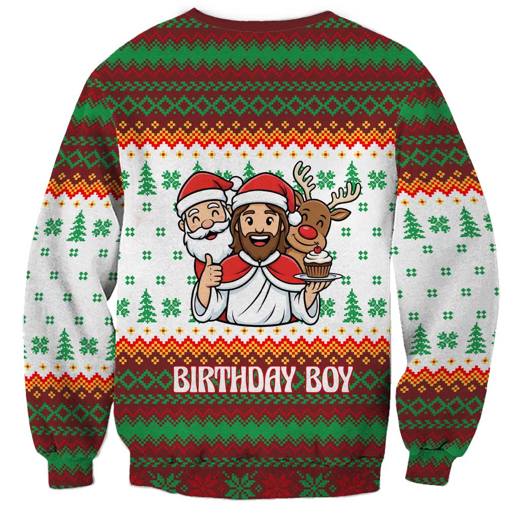 Christmas Jesus Birthday Boy Sweatshirt Xmas Holiday Patterns - Wonder Print Shop
