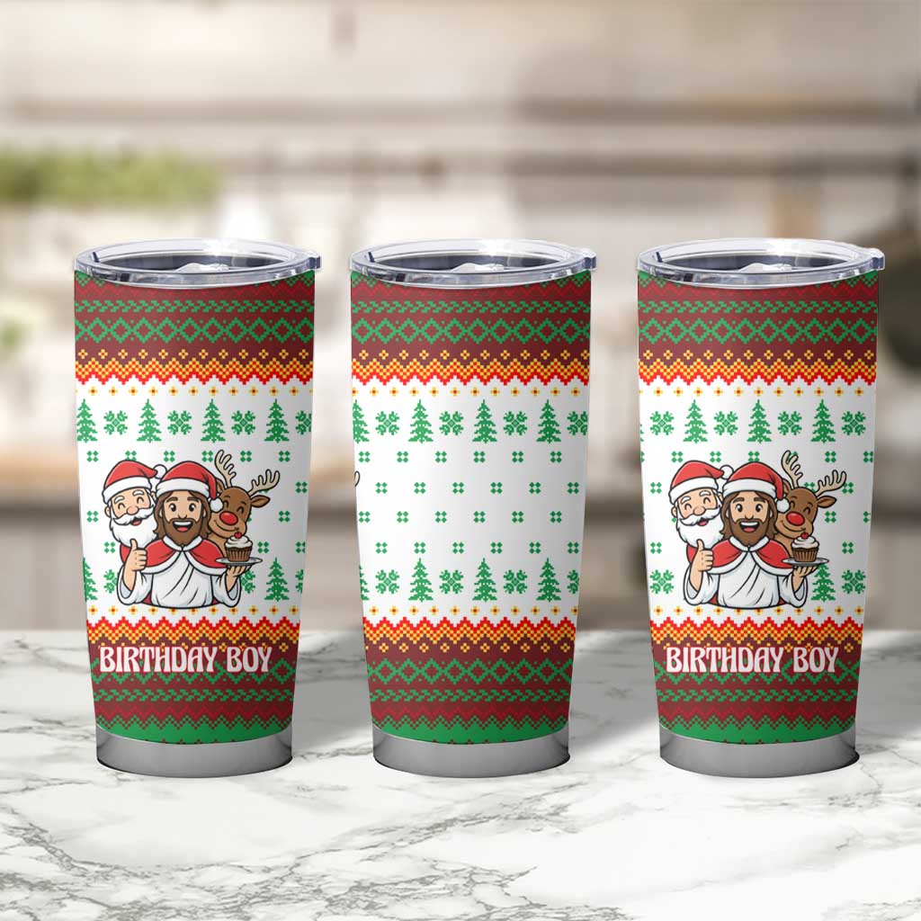 Christmas Jesus Birthday Boy Tumbler Cup Xmas Holiday Patterns - Wonder Print Shop