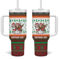 Christmas Jesus Birthday Boy Tumbler With Handle Xmas Holiday Patterns - Wonder Print Shop