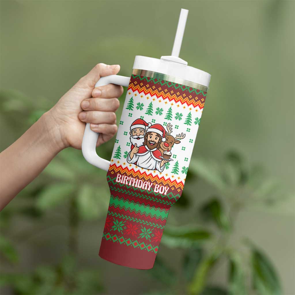 Christmas Jesus Birthday Boy Tumbler With Handle Xmas Holiday Patterns - Wonder Print Shop