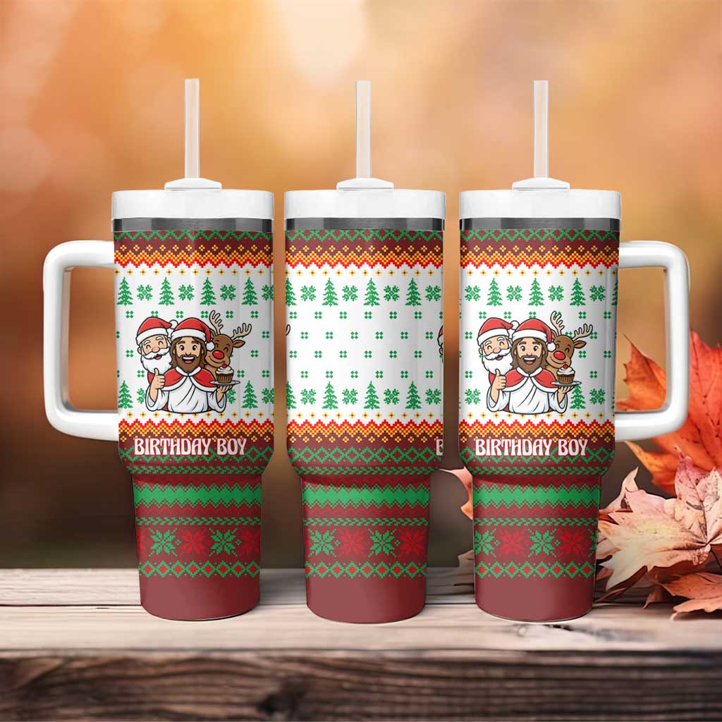 Christmas Jesus Birthday Boy Tumbler With Handle Xmas Holiday Patterns - Wonder Print Shop