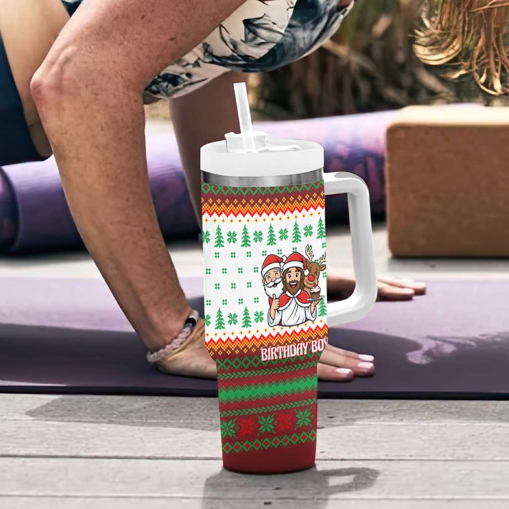 Christmas Jesus Birthday Boy Tumbler With Handle Xmas Holiday Patterns - Wonder Print Shop