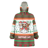 Christmas Jesus Birthday Boy Wearable Blanket Hoodie Xmas Holiday Patterns - Wonder Print Shop