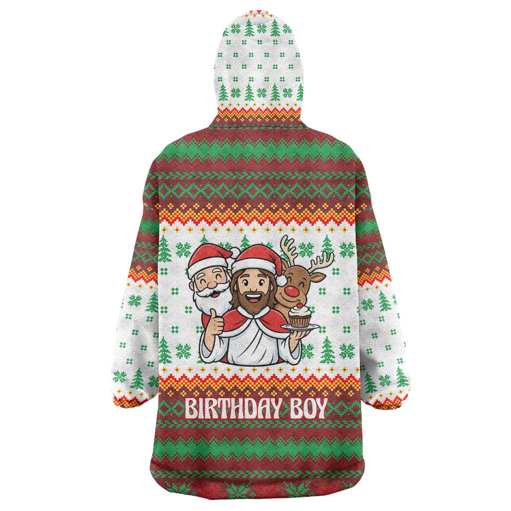 Christmas Jesus Birthday Boy Wearable Blanket Hoodie Xmas Holiday Patterns - Wonder Print Shop