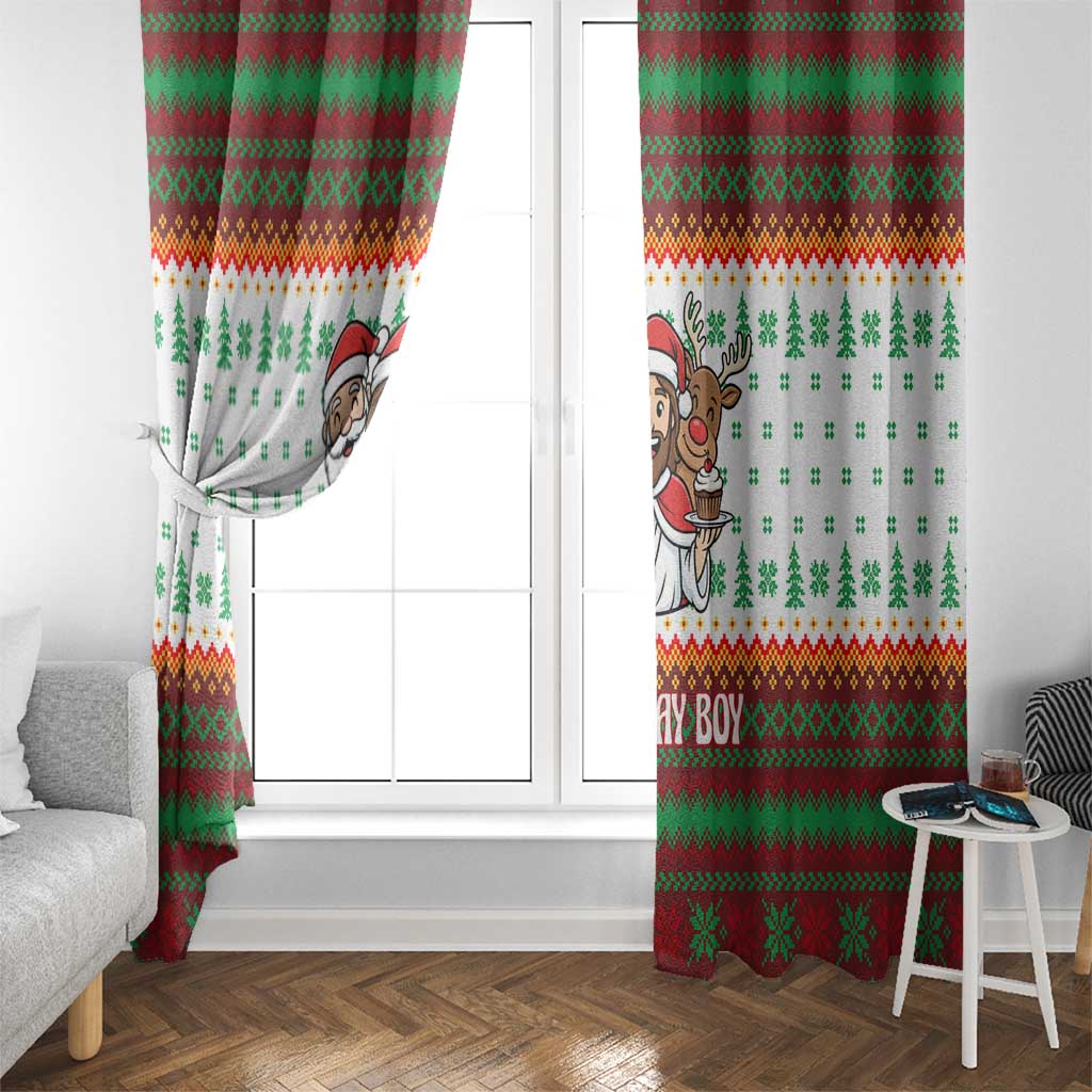 Christmas Jesus Birthday Boy Window Curtain Xmas Holiday Patterns - Wonder Print Shop