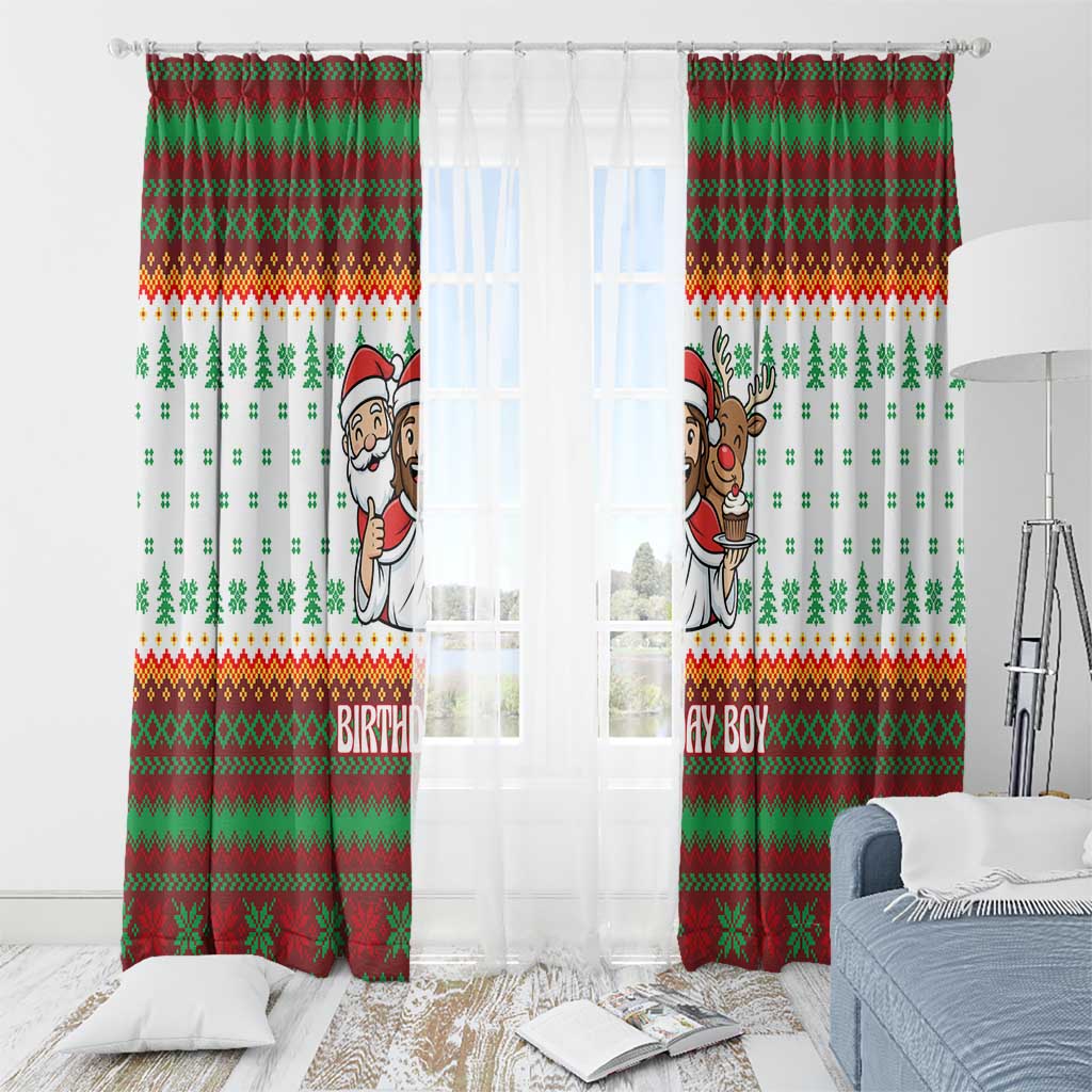 Christmas Jesus Birthday Boy Window Curtain Xmas Holiday Patterns - Wonder Print Shop