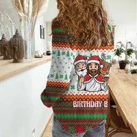 Christmas Jesus Birthday Boy Women Casual Shirt Xmas Holiday Patterns - Wonder Print Shop