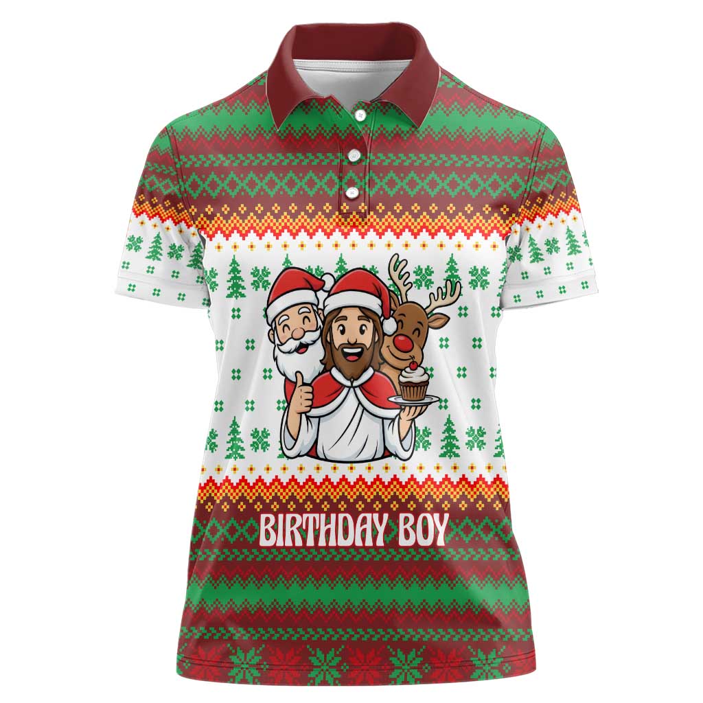 Christmas Jesus Birthday Boy Women Polo Shirt Xmas Holiday Patterns - Wonder Print Shop