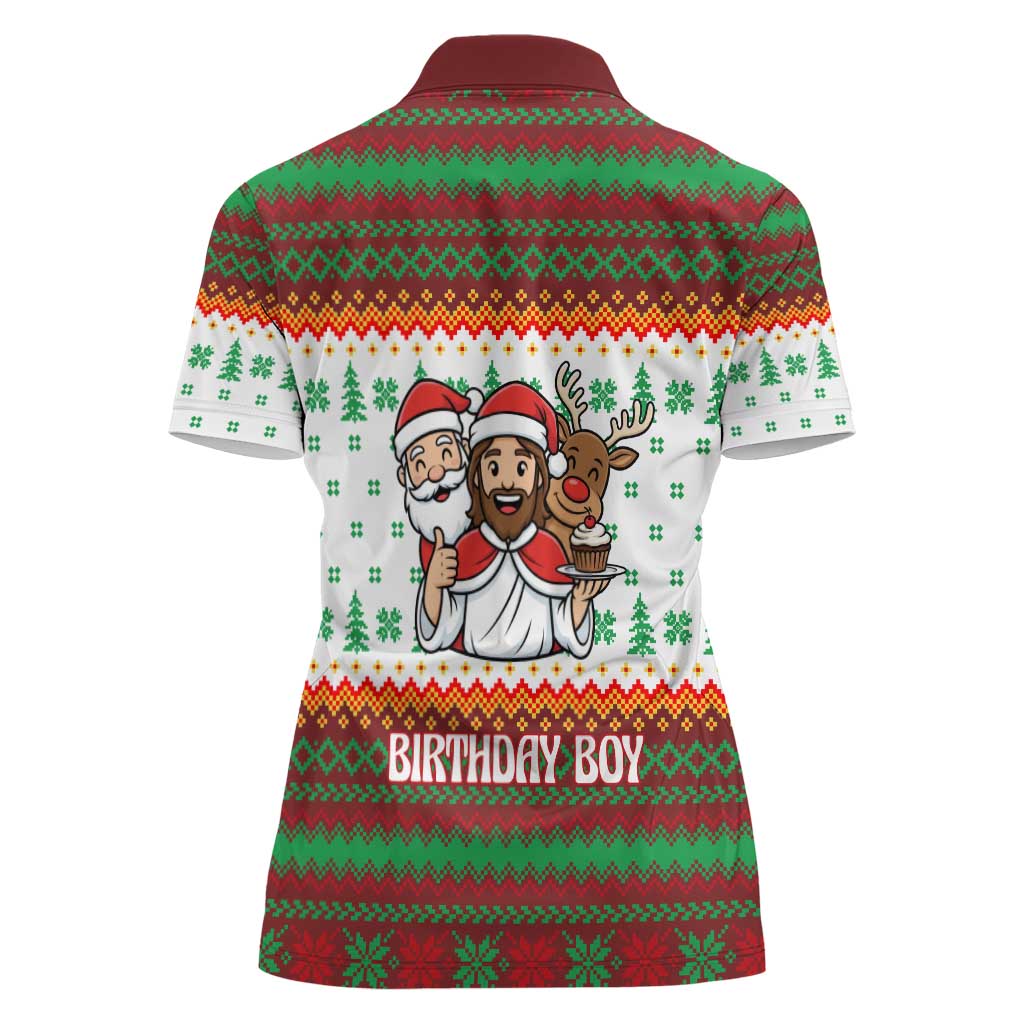 Christmas Jesus Birthday Boy Women Polo Shirt Xmas Holiday Patterns - Wonder Print Shop