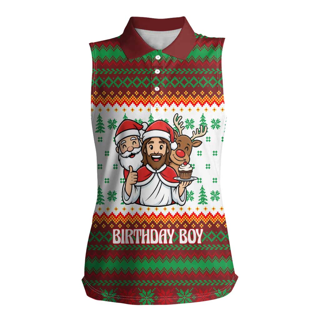 Christmas Jesus Birthday Boy Women Sleeveless Polo Shirt Xmas Holiday Patterns - Wonder Print Shop