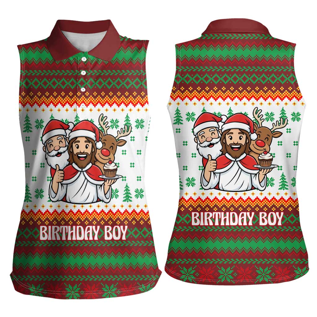 Christmas Jesus Birthday Boy Women Sleeveless Polo Shirt Xmas Holiday Patterns - Wonder Print Shop