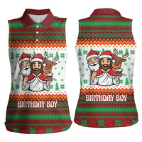 Christmas Jesus Birthday Boy Women Sleeveless Polo Shirt Xmas Holiday Patterns - Wonder Print Shop