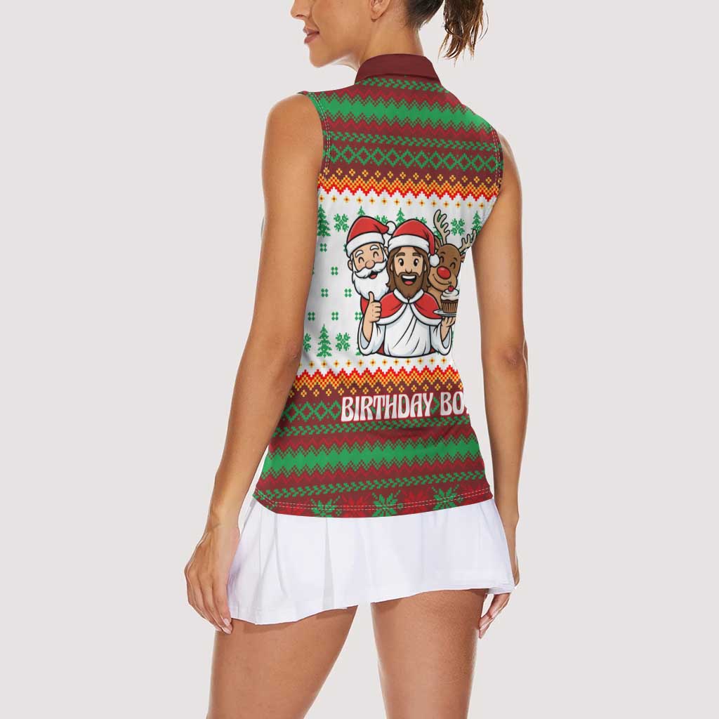 Christmas Jesus Birthday Boy Women Sleeveless Polo Shirt Xmas Holiday Patterns - Wonder Print Shop