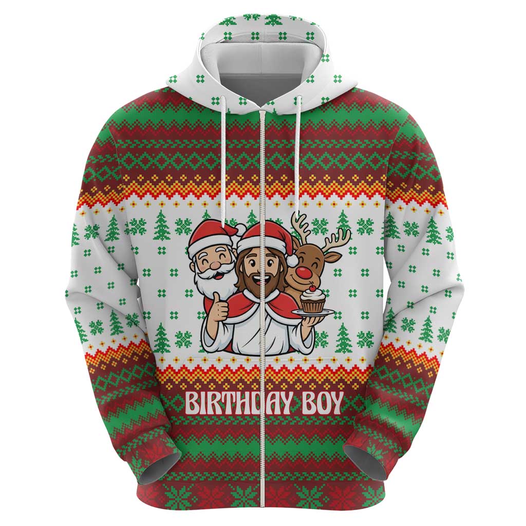 Christmas Jesus Birthday Boy Zip Hoodie Xmas Holiday Patterns - Wonder Print Shop