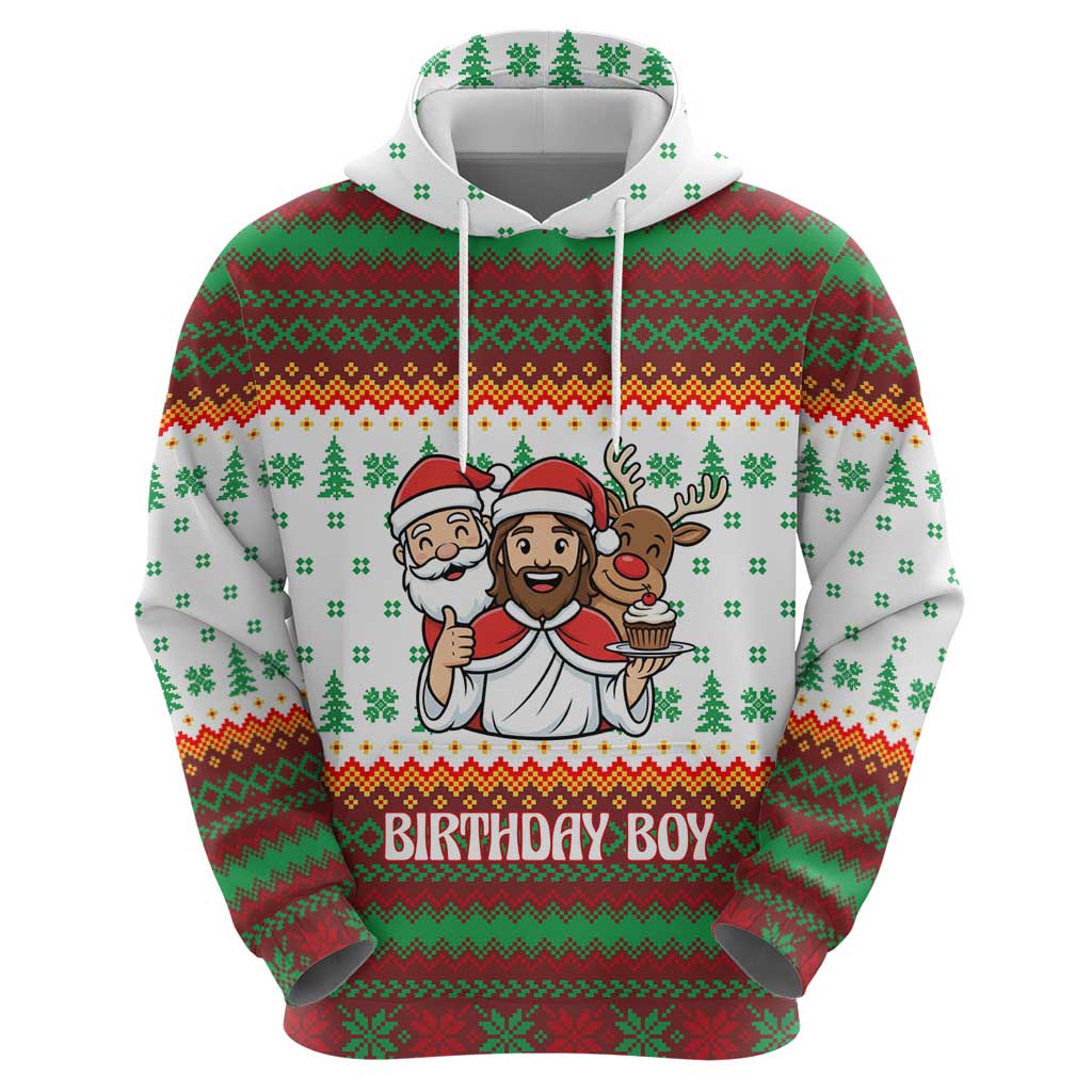 Christmas Jesus Birthday Boy Zip Hoodie Xmas Holiday Patterns - Wonder Print Shop