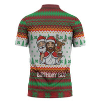 Christmas Jesus Birthday Boy Zipper Polo Shirt Xmas Holiday Patterns - Wonder Print Shop