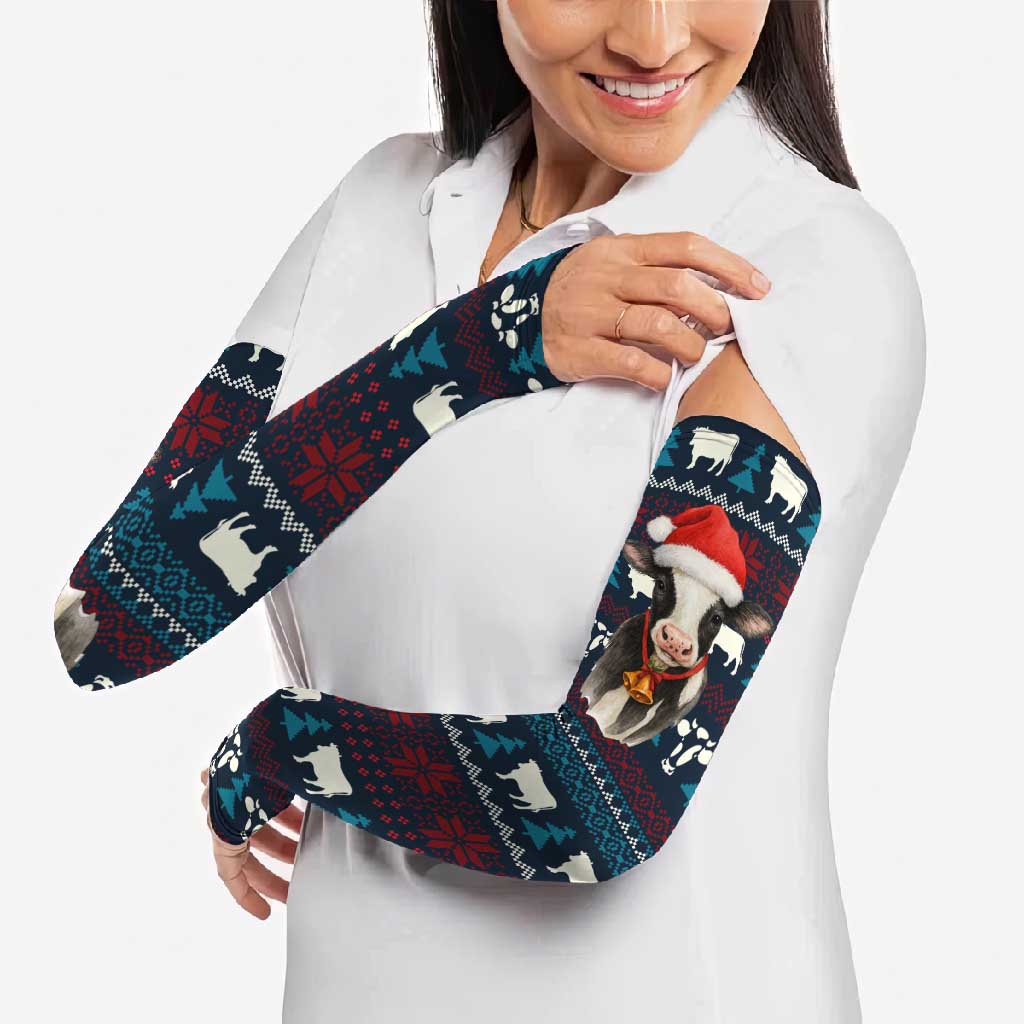 Lovely Cow Christmas Arm Sleeves Xmas Holiday Patterns - Wonder Print Shop