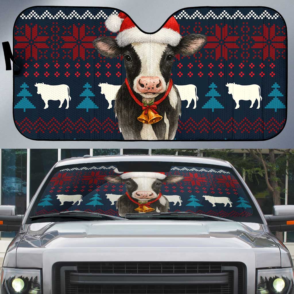 Lovely Cow Christmas Auto Sun Shade Xmas Holiday Patterns - Wonder Print Shop