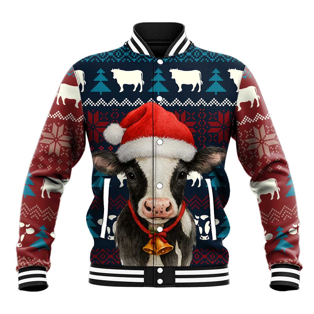 Lovely Cow Christmas Baseball Jacket Xmas Holiday Patterns - Wonder Print Shop