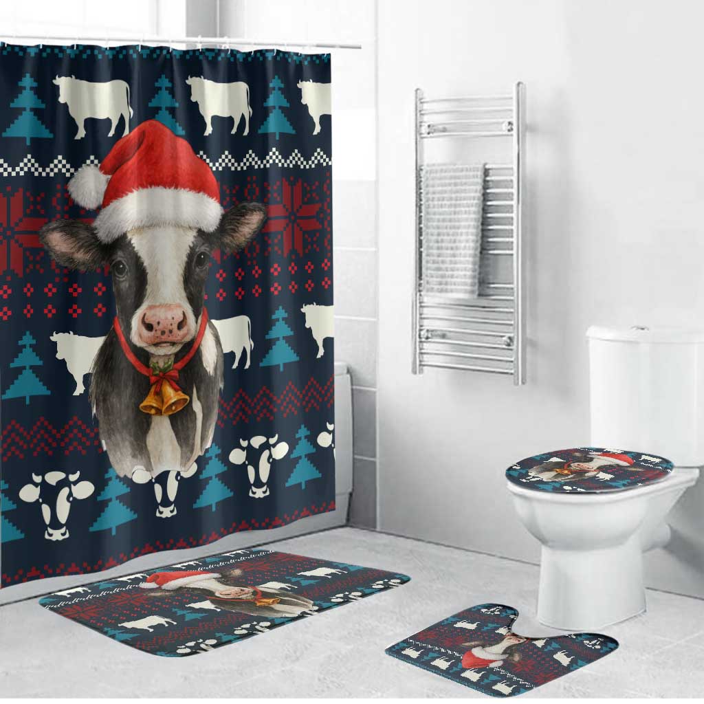Lovely Cow Christmas Bathroom Set Xmas Holiday Patterns - Wonder Print Shop