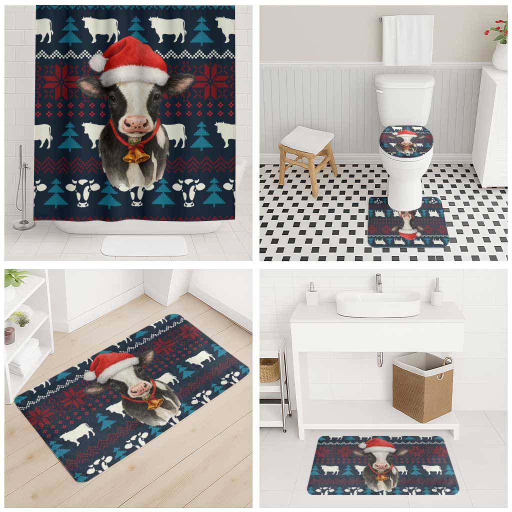 Lovely Cow Christmas Bathroom Set Xmas Holiday Patterns - Wonder Print Shop