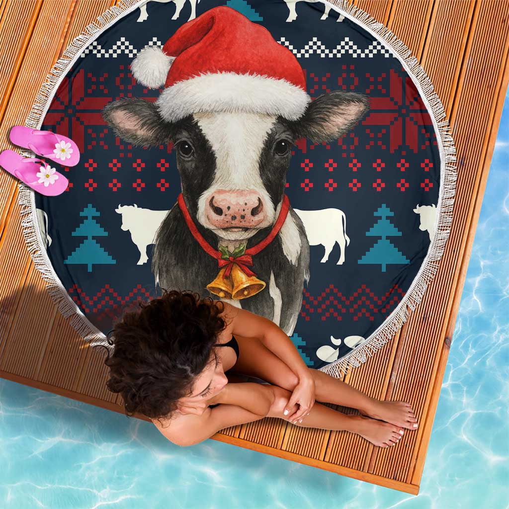 Lovely Cow Christmas Beach Blanket Xmas Holiday Patterns - Wonder Print Shop