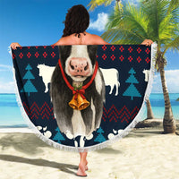 Lovely Cow Christmas Beach Blanket Xmas Holiday Patterns - Wonder Print Shop