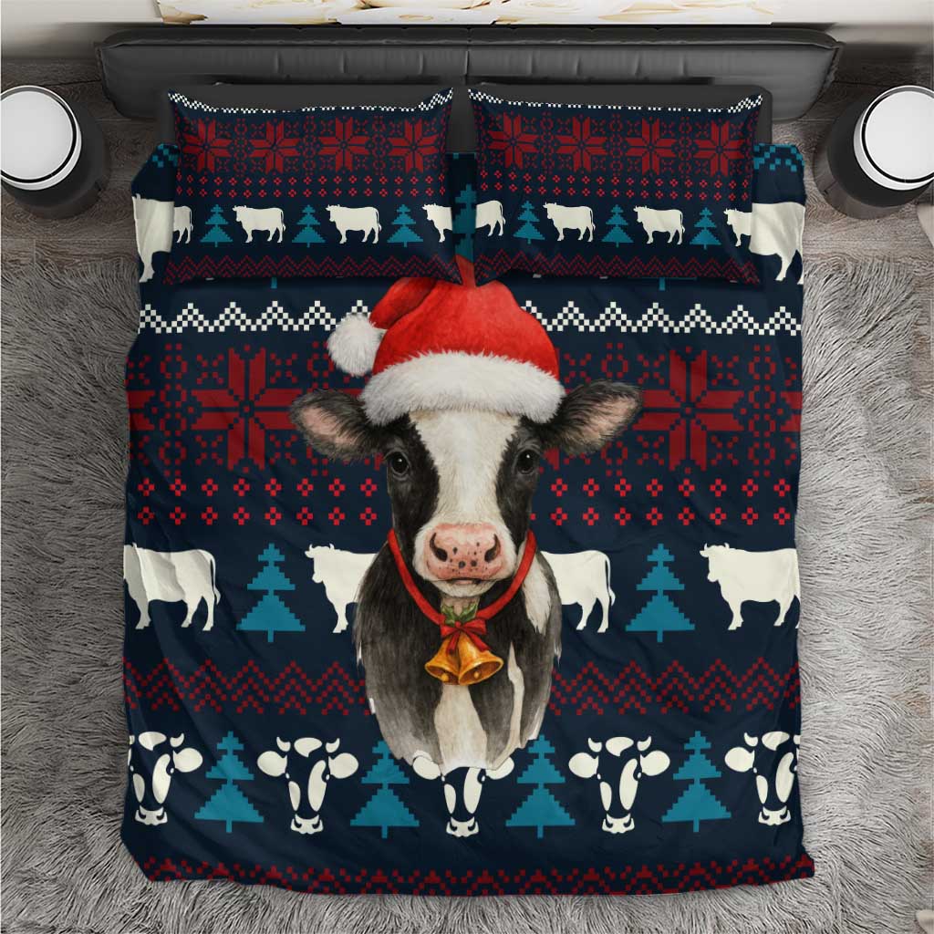 Lovely Cow Christmas Bedding Set Xmas Holiday Patterns - Wonder Print Shop