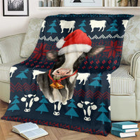 Lovely Cow Christmas Blanket Xmas Holiday Patterns - Wonder Print Shop