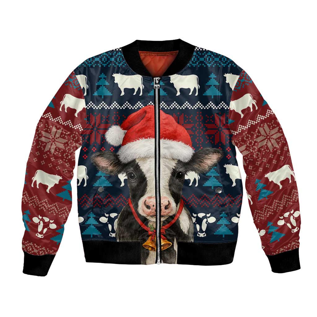 Lovely Cow Christmas Bomber Jacket Xmas Holiday Patterns - Wonder Print Shop