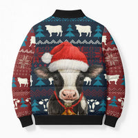 Lovely Cow Christmas Bomber Puffer Jacket Xmas Holiday Patterns - Wonder Print Shop