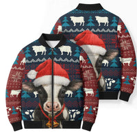 Lovely Cow Christmas Bomber Puffer Jacket Xmas Holiday Patterns - Wonder Print Shop