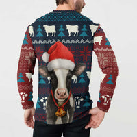 Lovely Cow Christmas Button Sweatshirt Xmas Holiday Patterns - Wonder Print Shop