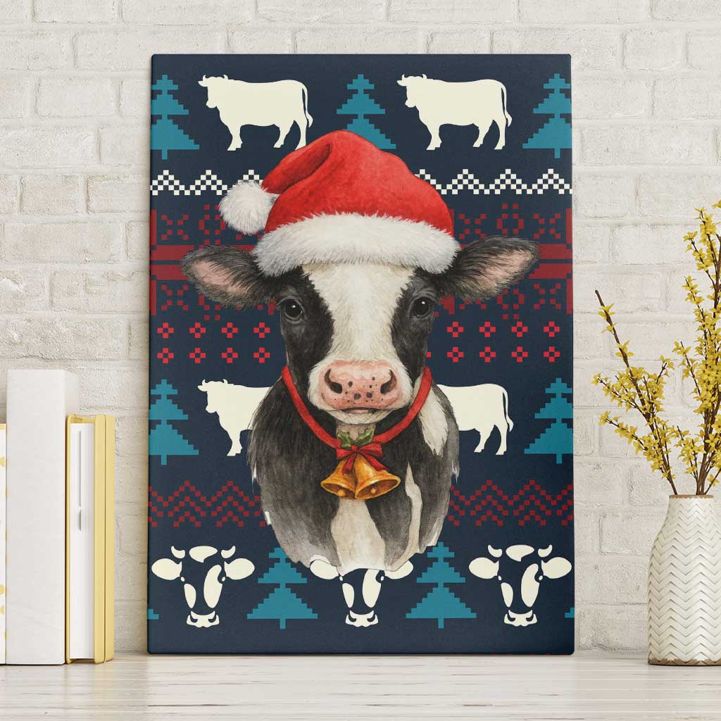 Lovely Cow Christmas Canvas Wall Art Xmas Holiday Patterns - Wonder Print Shop