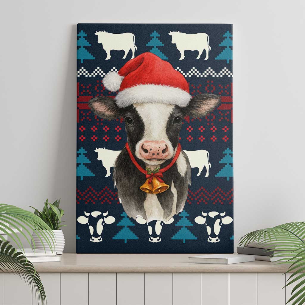 Lovely Cow Christmas Canvas Wall Art Xmas Holiday Patterns - Wonder Print Shop