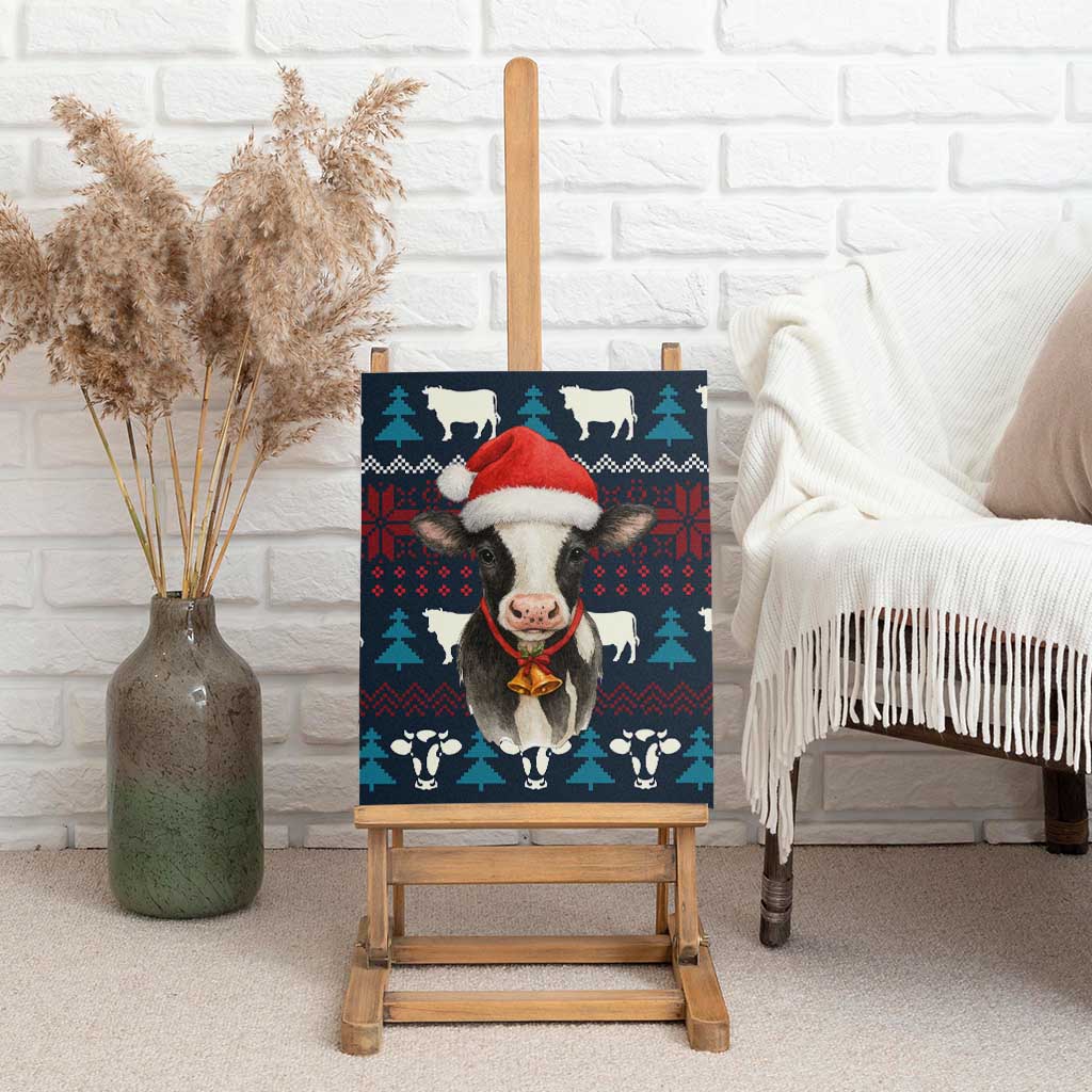 Lovely Cow Christmas Canvas Wall Art Xmas Holiday Patterns - Wonder Print Shop