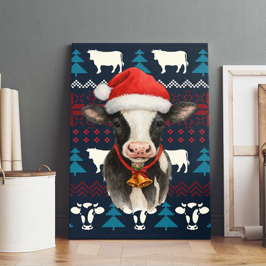 Lovely Cow Christmas Canvas Wall Art Xmas Holiday Patterns - Wonder Print Shop