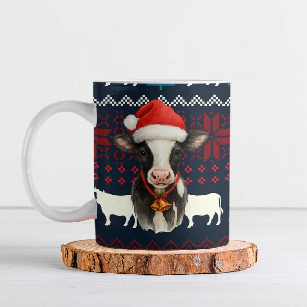 Lovely Cow Christmas Ceramic Mug Xmas Holiday Patterns - Wonder Print Shop