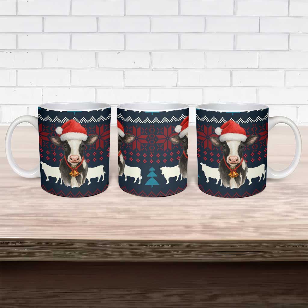 Lovely Cow Christmas Ceramic Mug Xmas Holiday Patterns - Wonder Print Shop
